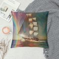 thumbnail image 2 of Orinice Sailboat Ocean Rainbow Graphic Decorative Cushion Throw Pillow Cover for Home Couch Living Room Bed Sofa Summer Square 1PC 24x24in, 2 of 5