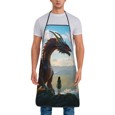 

Matuu Clear Sky Mountain Red Dragon for Cooking Apron for Men and Women Adjustable Strap and Waist Ties for Baking Cooking Gardening