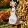 thumbnail image 4 of AZXY 23 Inch Porch Goose Outfit, Vintage Bonnet Apron Fall Harvest Goose Clothes Dress Duck Clothes, Fits Large Cement Plastic Porch Goose Statue, Outdoor Thanksgiving Front Yard Lawn Decorations, 4 of 6