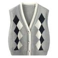 thumbnail image 4 of Bibifish Womens Cardigan Sweater Plaid Pattern Sweater Knit Vest Button Front Office Casual Daily Outings Classic Loose Fit Sleeveless Cardigan, 4 of 4