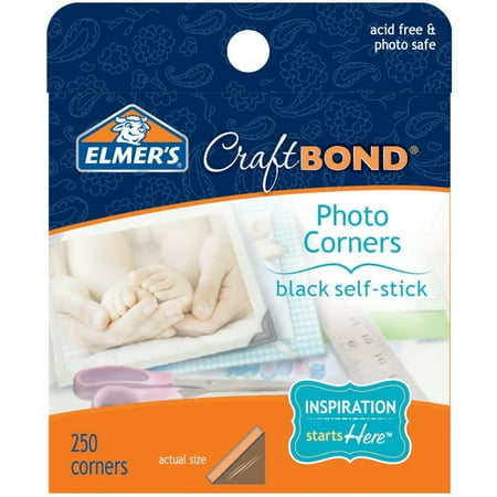 Elmer's Black Self-Stick Photo Corners, 250 Count