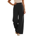 thumbnail image 2 of Lounge Pants Women 2026 Spring Summer Elastic High Waist Wide Straight Leg Casual Loose Cotton Linen Pants with Pockets, 2 of 6