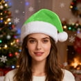 thumbnail image 5 of Christmas Santa Hat for Women Soft Plush Pom Pom Santa Hat Color: Green Size: One Size, 5 of 6