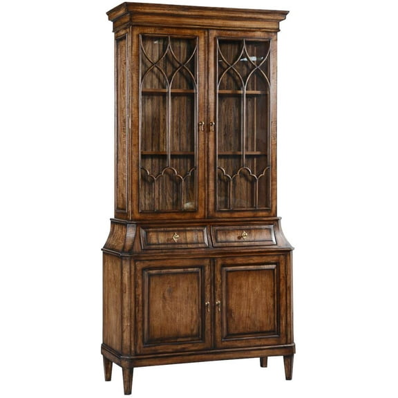 Rustic Pecan China Cabinet with Glass Doors | Solid Wood