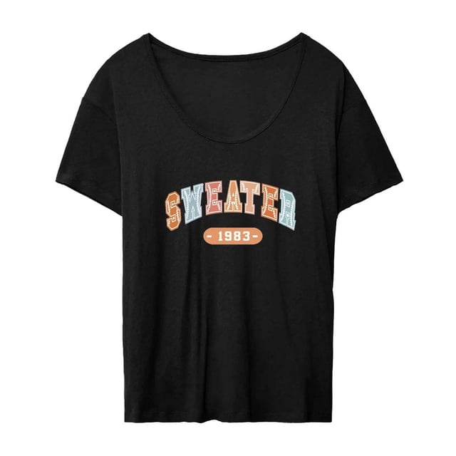 Camiseta De Mujer Moda Suelta Ropa De Calle Con Ajuste Camisetas Femeninas Ropa Negro XXL