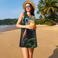 thumbnail image 3 of Easygdp Forest Plant Raccoon para Vestido Transpirable de Mujer, Vestido Suelto de Manga Corta con Pliegues y Bolsillos para el Verano, 3 of 7