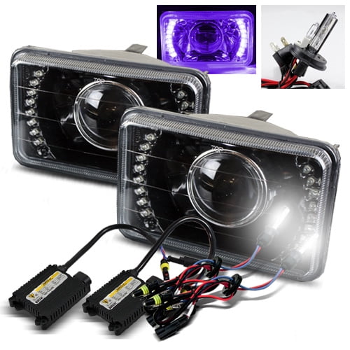 ModifyStreet 6000K H42 HID + Purple LED Ring H4651/H4652/H4656/H4666 4x6 SemiSealed Beam