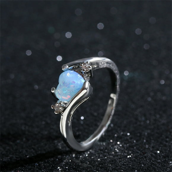 iju7gthy Rings for Women Trendy Opal Ring Round Opal Stone Hand Jewelry Fashion Jewelry Ring