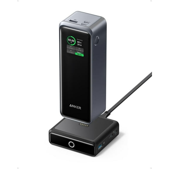 Anker Prime 27,650mAh Power Bank (250W) with 100W Charging Base, 3-Port Portable Charger