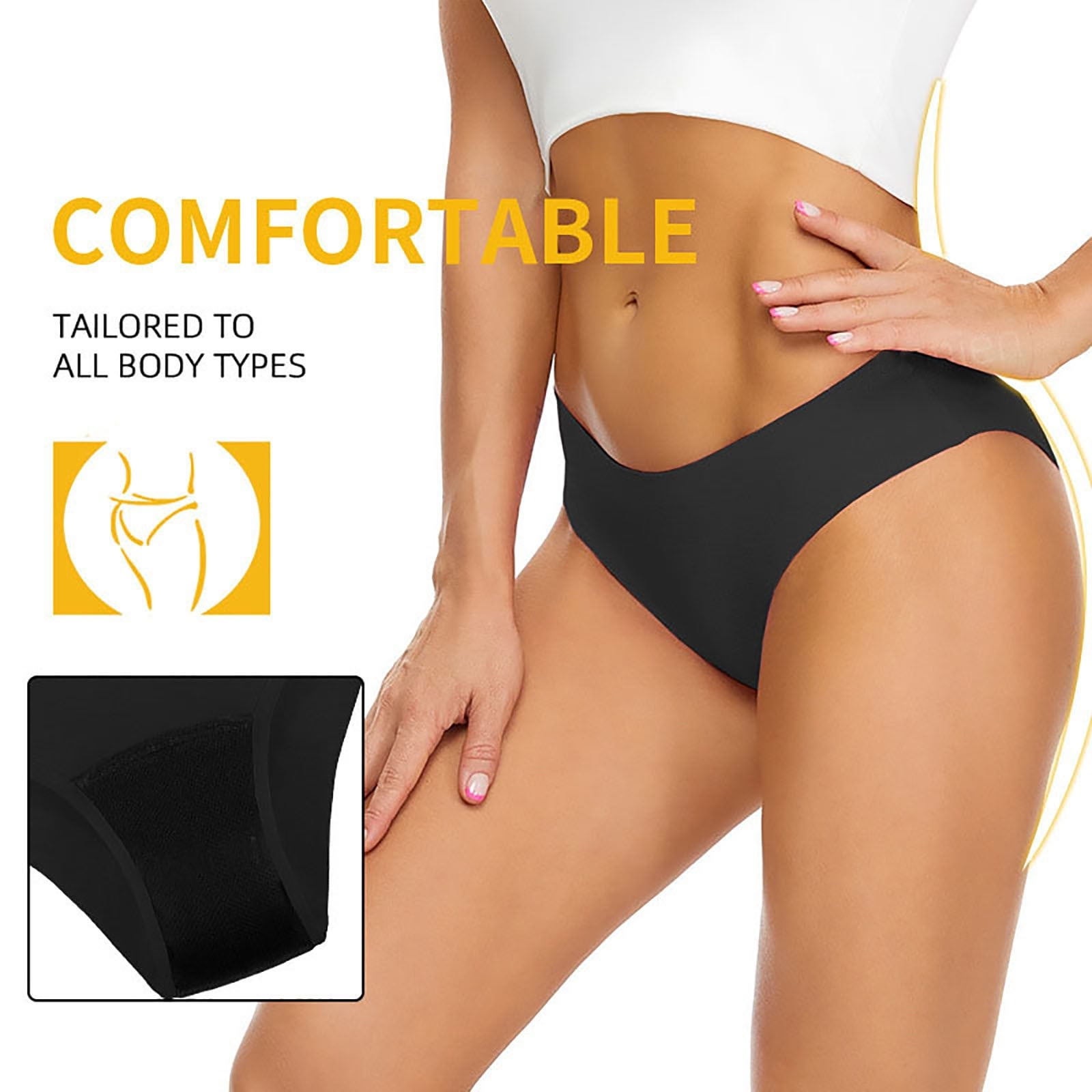 KDDYLITQ Period Panties Women Bikini Full Coverage Menstrual Underwear for  Women Plus Size Postpartum Underwear Black M