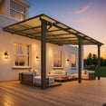 thumbnail image 4 of AECOJOY 10' x 14' Wall-Mounted Hardtop Gazebo Outdoor Aluminum Pergola with Adjustable Height ​for Garden, Patio, Backyard-​Gray, 4 of 7