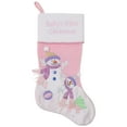 thumbnail image 2 of Northlight 21" Light Pink Baby's First Christmas Velveteen Snowmen Christmas Stocking, 2 of 8