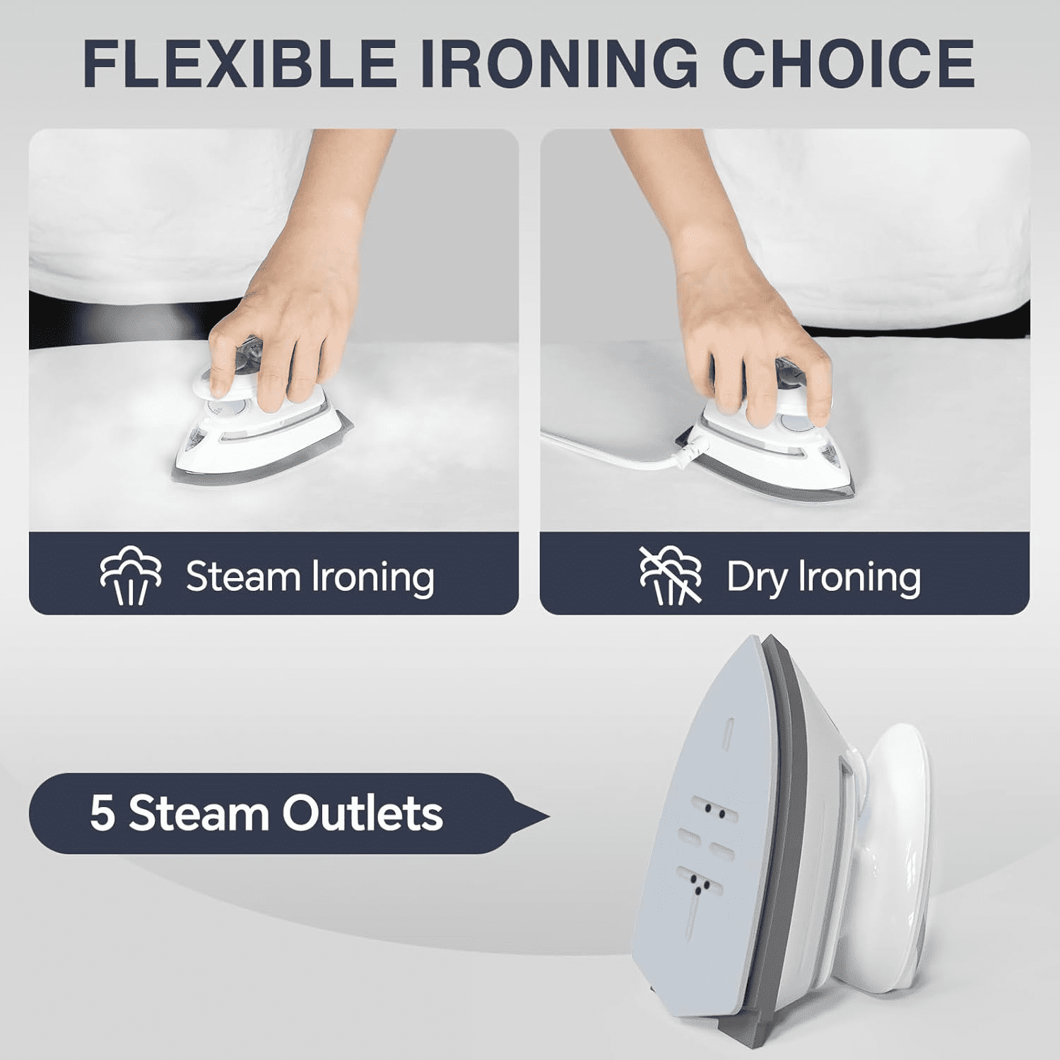 BEAUTURAL Mini Travel Steam Iron for Clothes with Dual Voltage, Temperature Control, Non-Stick Soleplate and Cord Storage, Ideal for Sewing, Quilting and Handcraft