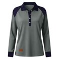 thumbnail image 6 of Vinsonshop Long Sleeve Polo Shirts for Women Casual Color Block Collared V Neck Button Up Ribbed Knit Tops Fall Clothes Dark Gray XXL, 6 of 6