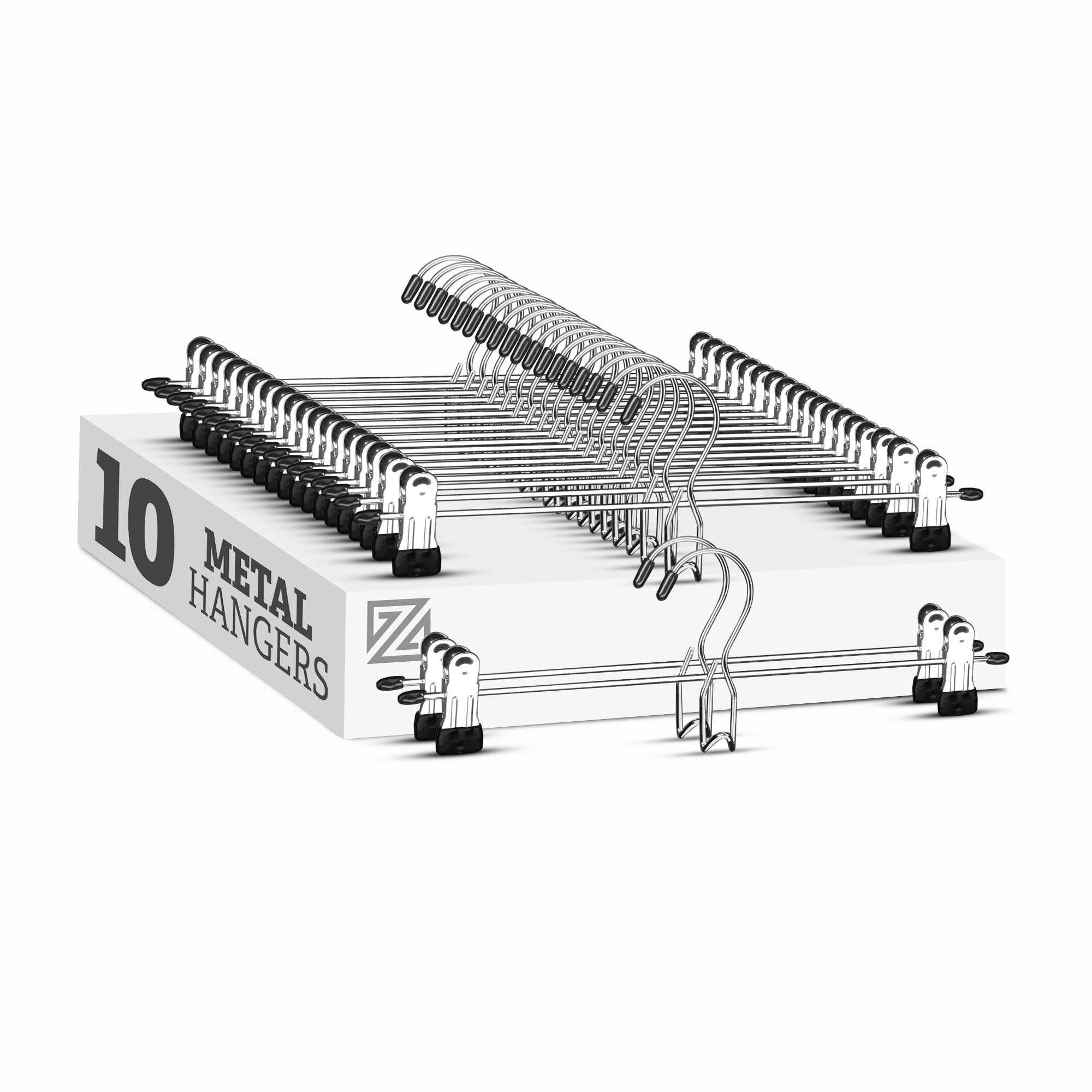 Metal Cascading Pants Hanger (Set of 10) with 2 Adjustable NonSlip