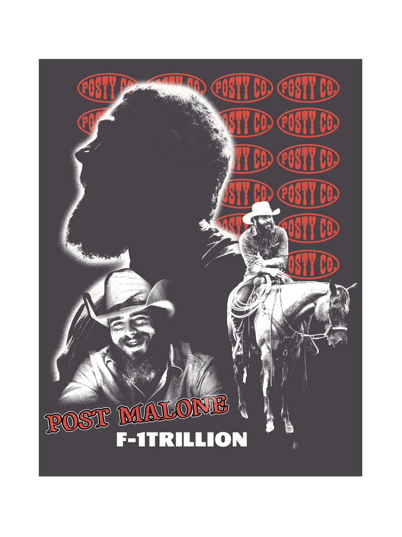 Rock Off Maglietta Ufficiale Post Malone Cowboy: T-Shirt Unisex In Cotone Morbido, Nero
