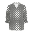 thumbnail image 6 of Scyoekwg Women's 3/4 Sleeve Tops Summer Loose Fit Top Solid Color V-Neck Dressy Casual Trendy Clothes Button Up Three-Quarter Sleeve Tops Top Gray ,XL, 6 of 6
