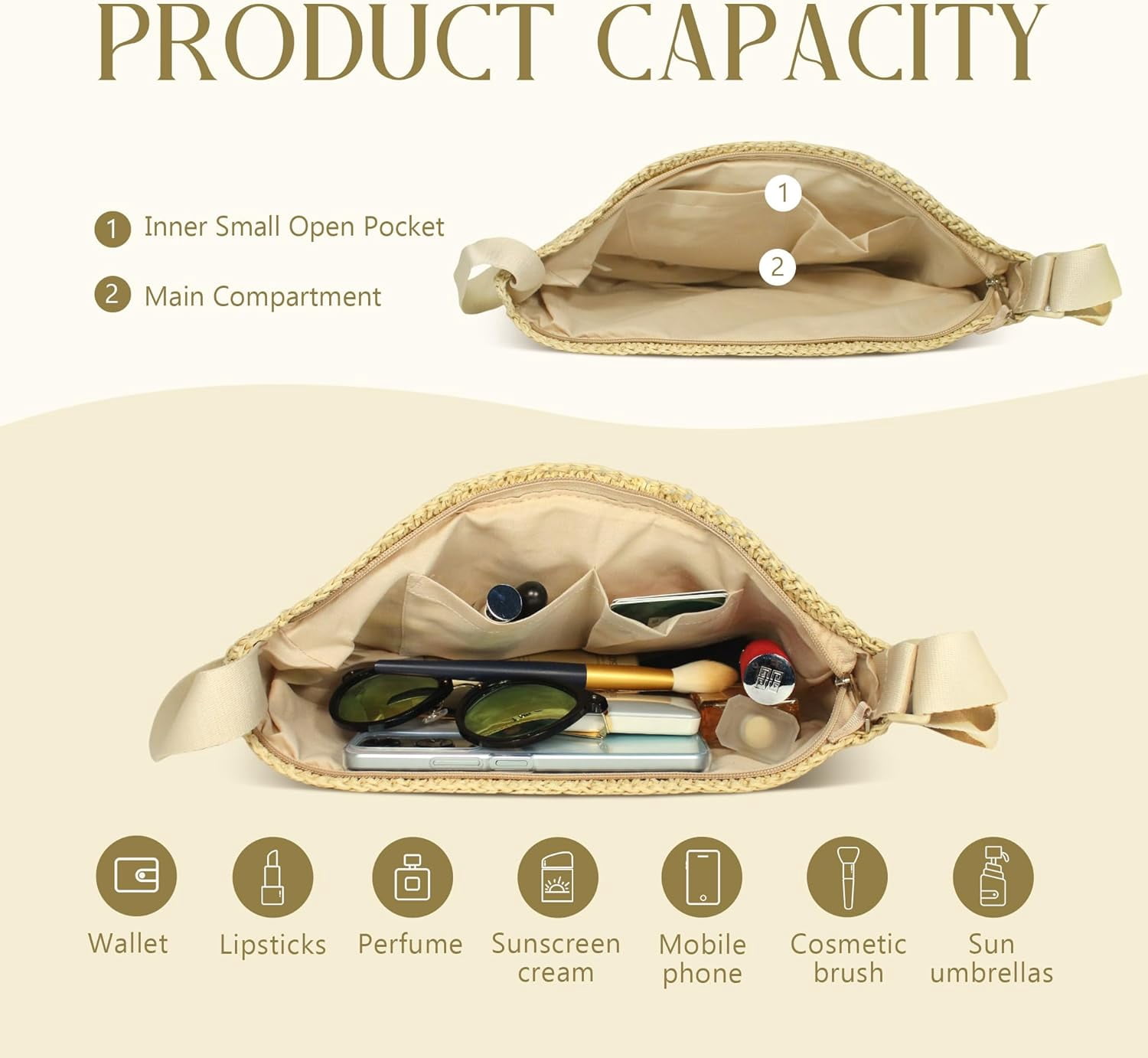 CAILDANL Straw Crossbody Bag for Women Summer Woven Beach Handbag Crescent Shoulder Purses with Adjustable Strap 2025