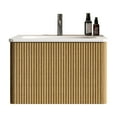 thumbnail image 5 of U055-24W-306 24" Striped Natural Oak Bathroom Vanity with White Ceramic Sink, Wall Mounted Floating Bathroom Vanity for Modern Bathroom,, 5 of 9
