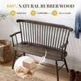 thumbnail image 4 of Dayalane 49 Inch Farmhouse Windsor Bench, Wooden Entryway Bench with Spindle High Back & Armrest, Rustic Vintage Dining Bench for Entryway Dining Balcony Bedroom End of Bed, Antique Brown, 4 of 12