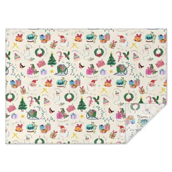 Beige Christmas Santa Pattern Rectangle Tablecloth 60"x84",Waterproof Polyester Rectangle Table Cloth, Wipeable Spillproof Polyester Tablecloth for Dining, Camping, Indoor and Outdoor
