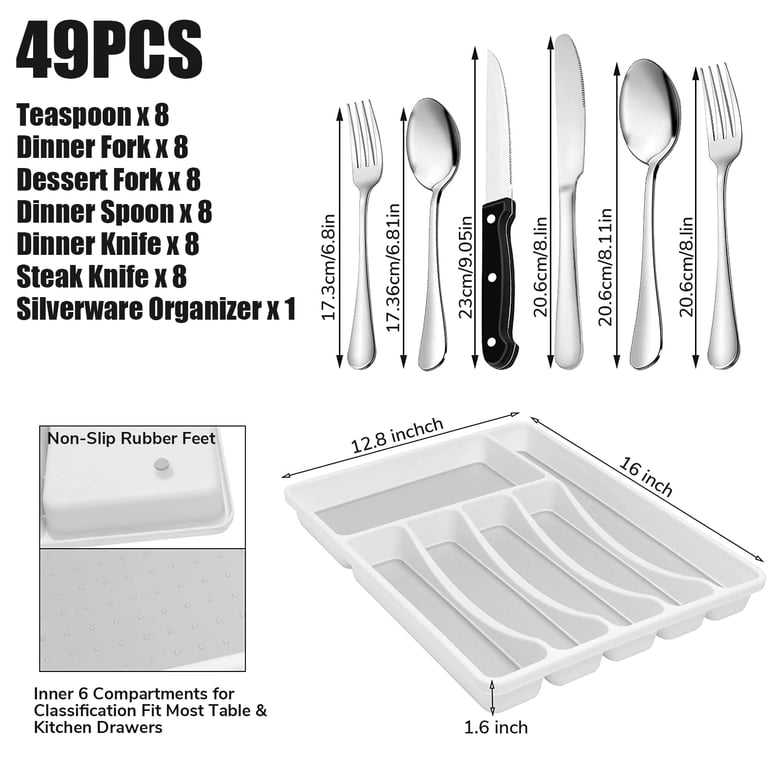 AMBLER 49-Piece Silverware Set with Drawer Organizer photo 8