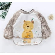 Baby Long Sleeve Scarf Waterproof Toddler Art Smock Feeding Bib Apron Pocket Infant Boys Girls Burp Cloth Banana Bibs for1-3Year 0-3Years Sleeveless Bear