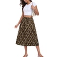 thumbnail image 2 of Asklazy Womens Flowy A-Line Long Skirt Pleated Elastic High Waist Drawstring Skirts with Pockets,Mother's Day,Brown Flower,L, 2 of 9