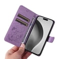 thumbnail image 4 of Allytechgroup for iPhone 16e Case with Credit Card Slot, PU Leather RFID Blocking Wallet Flip Case with Stand Wrist Strap Shockproof Protective Back Cover for iPhone 16e, Purple, 4 of 6