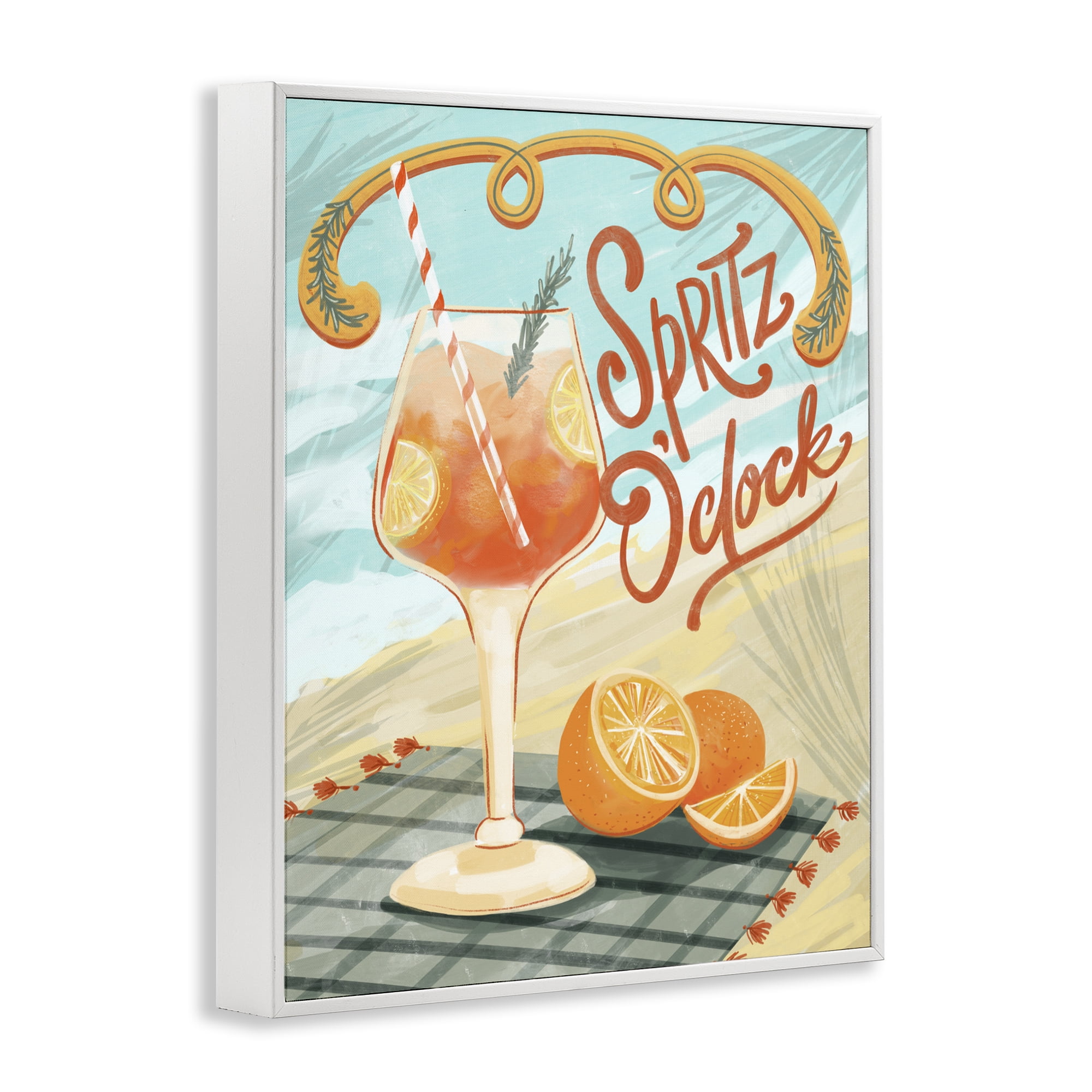Stupell Industries Spritz O'Clock Citrus Cocktail White Framed Giclee Art, design by Connie Summers