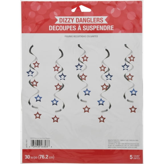 Creative Converting Patriotic Stars Dizzy Dangers Multi-color Fourth of July Party Streamers, 5 Count (0.01" x 6")