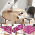 thumbnail image 3 of Round Fitted Tablecloth with Elastic Edge Design Table Cover Waterproof Stain-Resistant Wipeable Table Cloth Best for 38"-42" Round Tables for Outdoor Indoor Pink Flowers, 3 of 4