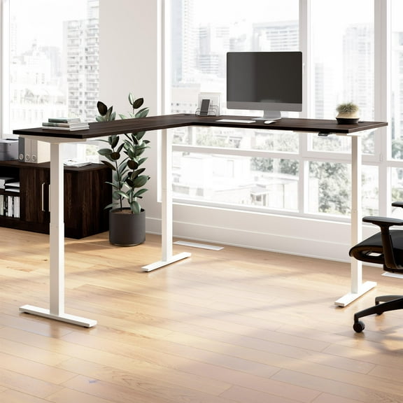 Move 60 Series 72W L Shaped Standing Desk in Black Walnut - Engineered Wood