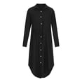 thumbnail image 5 of Arlun Linen Shirt Dresses for Women Button down Drawstring Elastic Waist Long Sleeve Causal Dress Plain Long Maxi Dresses 2026 Trendy Spring Outfits Black XXL, 5 of 6