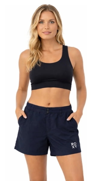 ROXY Women’s Stretch Board Shorts - UPF 50+ Elastic Waist Swim / Surf Shorts - Black - Size Medium