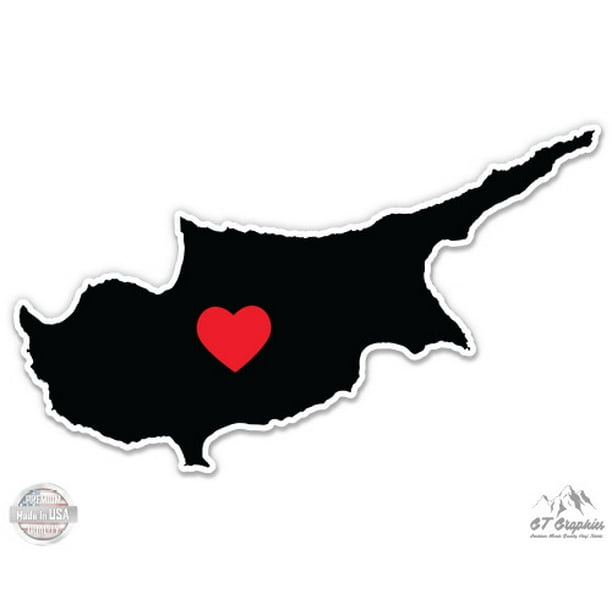 Cyprus Country Shape Heart - 8" Vinyl Sticker - For Car Laptop I-Pad -  Waterproof Decal - Walmart.com