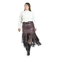 thumbnail image 1 of Falda de vinipiel con flecos Roman Fashion /Tallas Extras, 7063 (Cafe) cafe 38, 1 of 7