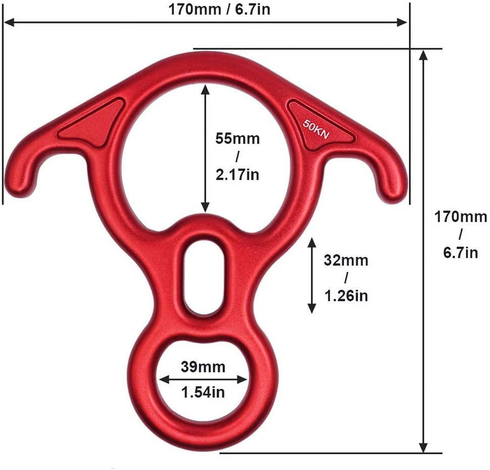 50KN Rescue Figure, 8 Descender Large Bent-Ear Belaying and Rappelling Gear Belay  Device Climbing for Rock Climbing Peak Rescue 7075 Aluminum Alloy 