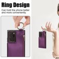 thumbnail image 2 of Allytechgroup for Samsung Galaxy Note 20 Ultra Wallet Case, Zipper Pocket Cards Holder RFID Blocking Ring Holder Stand Bumper Shockproof PU Leather Retro Phone Case for Galaxy Note 20 Ultra,Darkpurple, 2 of 8