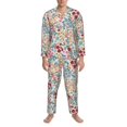 thumbnail image 3 of Balery Trendy Floral Design Pijama para Hombre de Dos Piezas con Manga Larga, Conjunto de Dormir y Descanso Suave con Bolsillos-Large, 3 of 7
