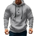 thumbnail image 2 of BOOMNY Mens Hoodies Long Sleeve Hoodie for Men Solid Color Buttons Soft Warm Pullover Hooded Sweatshirt Cozy Fall Winter Hoodies With Pocket, 2 of 4