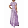 thumbnail image 2 of Women'S V Neck Floral Print Maxi Dress with Ruffle Sleeves and Smocked Waist L, 2 of 7