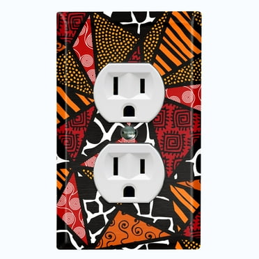 Metal Light Switch Plate Cover Colorful Safari African Tribal Art Tile Pattern SFR041