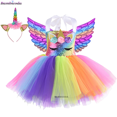 thumbnail image 3 of 2024 Vestido de princesa con tutú de unicornio brillante para niñas, vestidos brillantes con luces LED, diadema con alas, disfraz de escenario para fiesta de Halloween para niñas, 3 of 5
