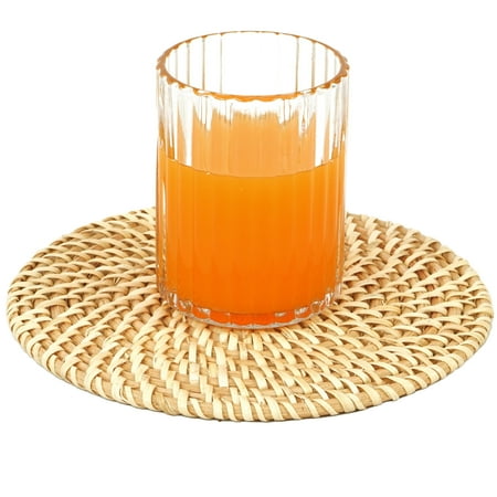 UPC: 0651355042391 | Set of 4 Decorative Round Natural Woven Handmade Rattan Placemats
