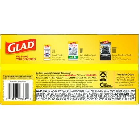 Glad ForceFlex Tall Kitchen Drawstring Trash Bags, 13 Gallon, Gain Lemon Zest, 40 Count
