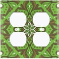 thumbnail image 3 of Metal Light Switch Plate Cover Green Brown Mandala Flower Tile Pattern MDL040, 3 of 13