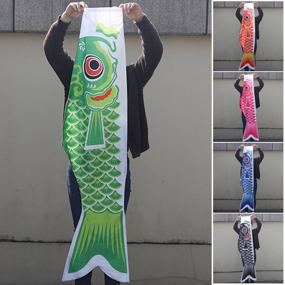Drapeau de Carpe Japonaise Manche à Vent Poisson Manche à Vent Motif Exquis Couleur Vive Assez Long Drapeau de Poisson Poisson Décoration Suspendue