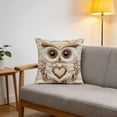 thumbnail image 1 of Funda de almohada de búho blanco, suave, de terciopelo de pelo corto, estampada por una cara, cómoda funda de cojín para sofá, de felpa., 1 of 7