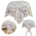 thumbnail image 2 of DJN jusqu'à 30 % de Réduction Nappe Vintage Motif Damassé Marine Nappe Décorative en Dentelle Macramé Tissu en Coton Lin Lourd Nappe Décorative Blanche C, 2 of 5